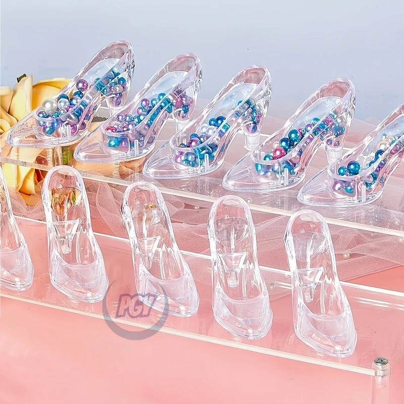 24pcs Mini Princess Crystal High-Heel Shoes Sparkling Plastic Party Decor Weddings Bridal Showers Birthdays Ornaments Decoration