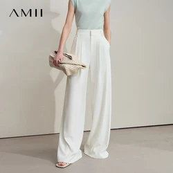 AMII Minimalist Summer Pants for Women 2025 Solid Loose High Waist Casual Trousers Lady New Fashion Straight Pants 12542040