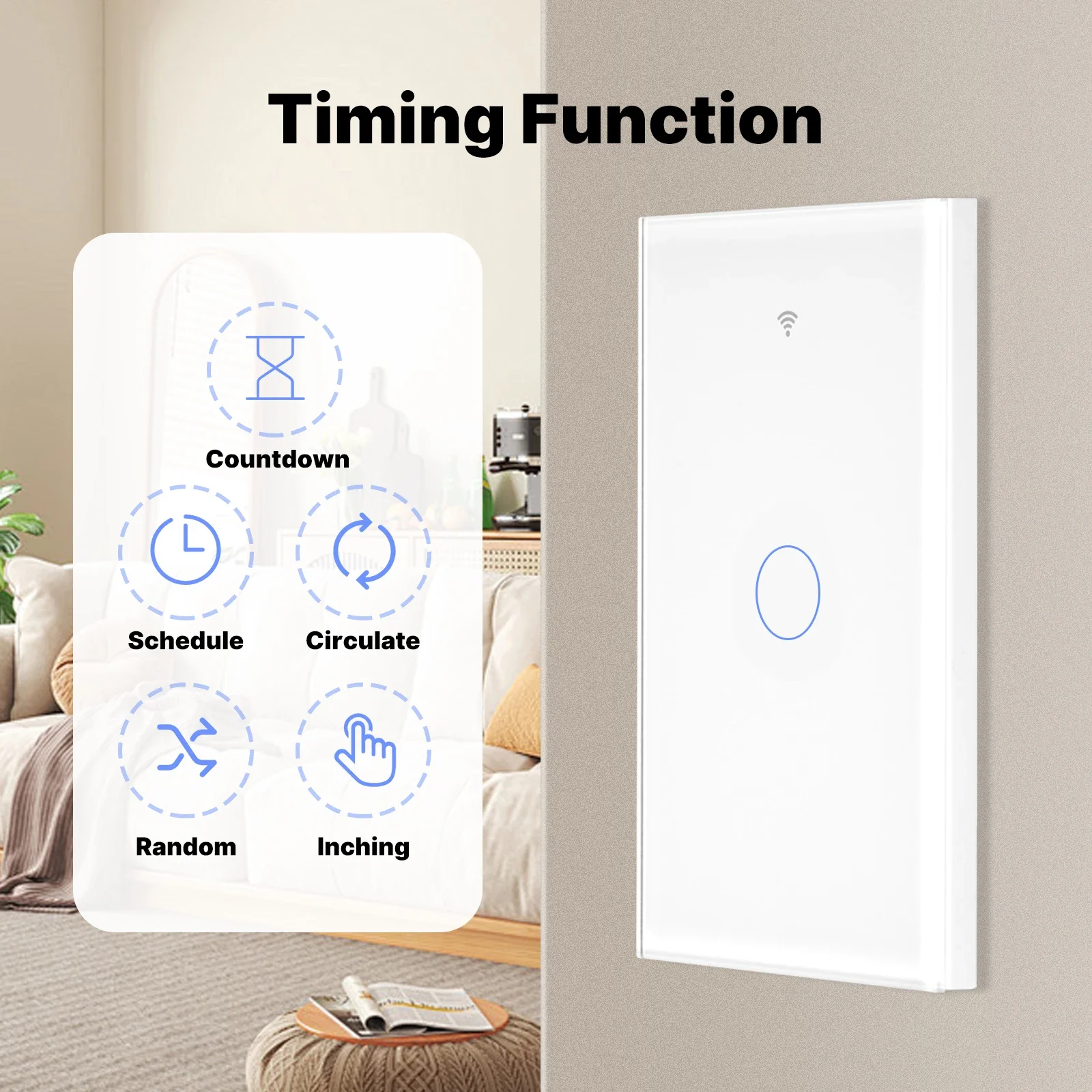 MOES Tuya WiFi Matter US Smart Light Glass Switch Touch Panel Fireproof Neutral Wire Require Support Alexa Google Home Homekit - Image 5