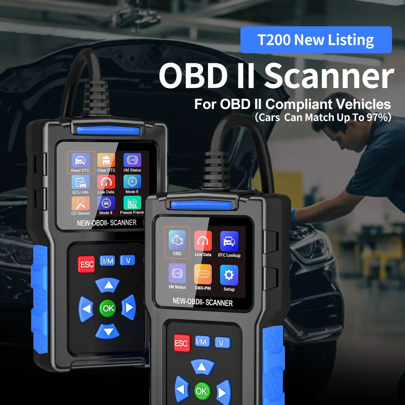 2025 NEW JDiag T200 Car OBD2 Scanner Code Reader Digital Display Automobile Diagnostic Tool Car Engine Analyzer I/M Ready Tester