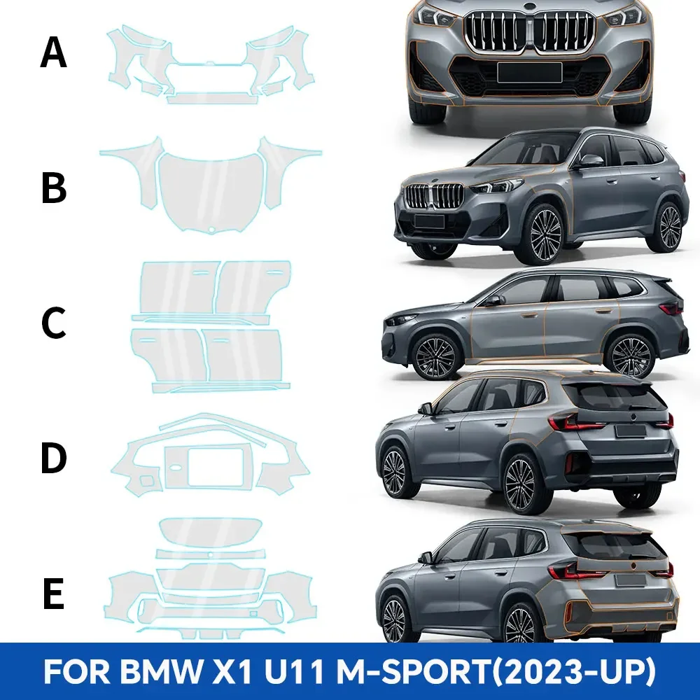 For BMW X1 U11 M Sport 2023 2024 2025 Body Transparent Bra Per-cut PPF Kit 9Mil TPU Scratch-resistant Car Paint Protection Film