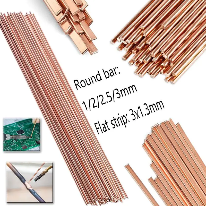 10/5Pcs Phosphor Bronze Welding Rods, Round & Flat 50/40cm Electrode for Coppers Brazing, Electrical and Mechanical Repair