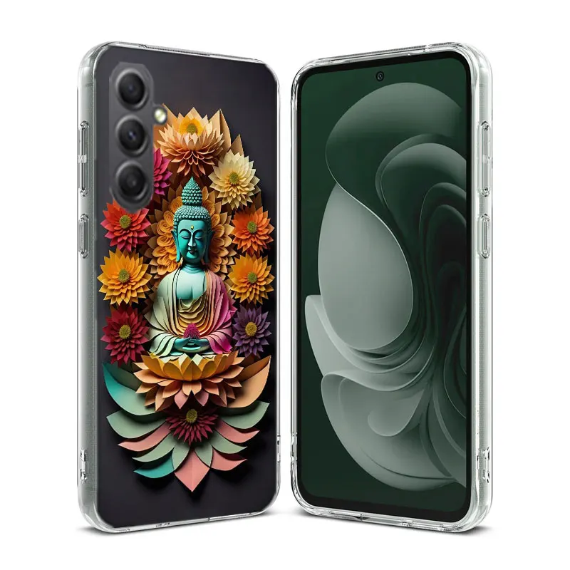 Origami Paper Cuttings Buddha Phone For Samsung Galaxy A15 A25 A35 A55 A71 A51 A41 A31 A21 A11 M12 M30S M31 M32 M51 M52 J8 J6 J4