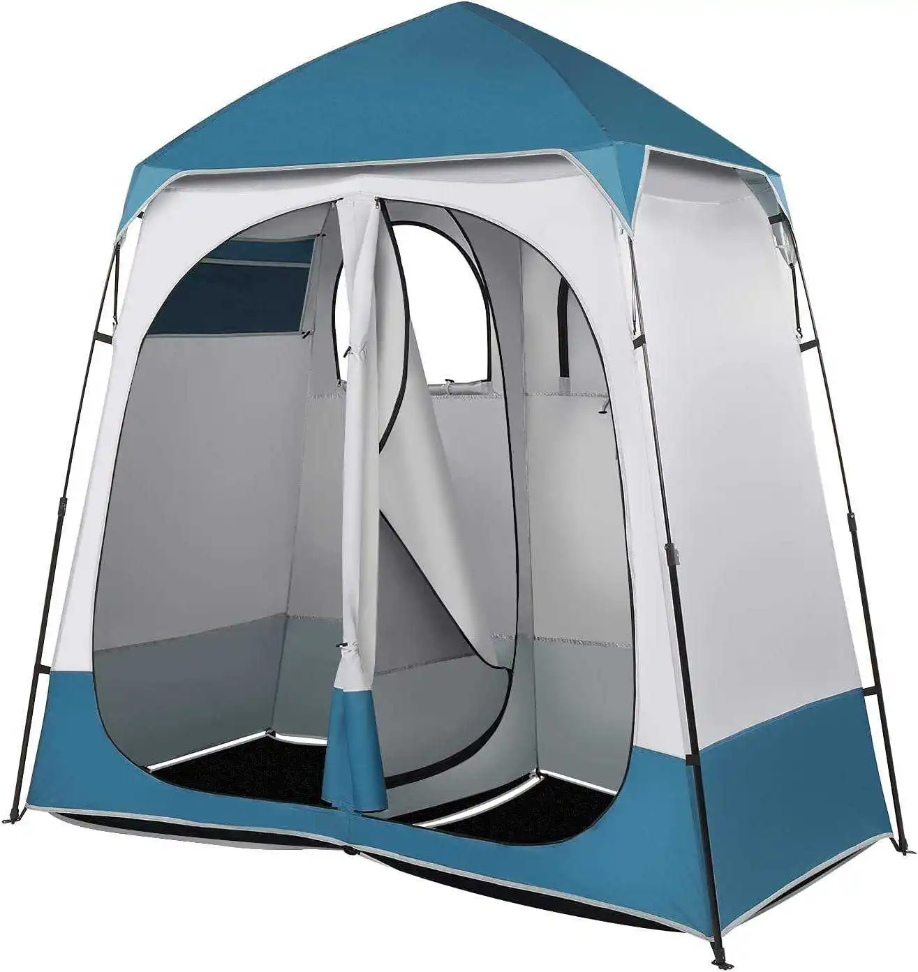 

Portable Camping Bathroom Changing Bath Toilet Oneside Shower on Other Side in One Tent Instant Outdoor Camping Shower Tent