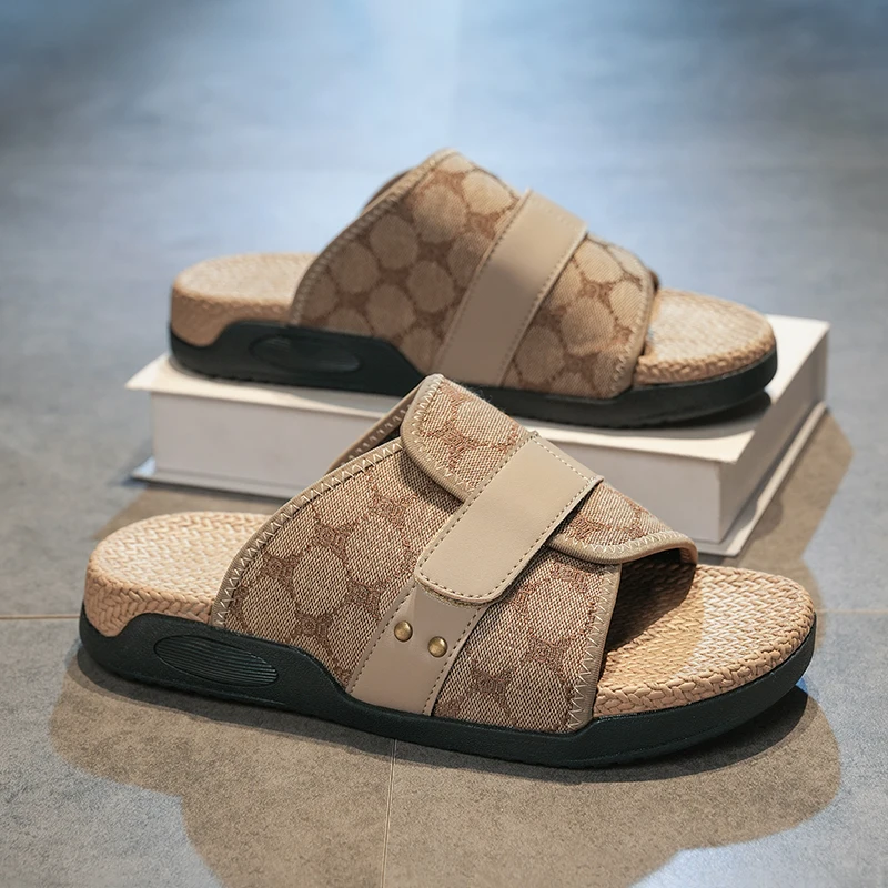 Birkenstyle Men's Summer Outdoor Casual Trendy All-Match Woven Slip-On Anti-Slip Beach Driving Single Strap Slippers