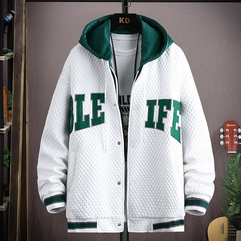 

American Sle Baseball Jaet Men's Spring Autumn New Faion Retro Hooded Zipper Jaet Youth ular Loose Fit Printed