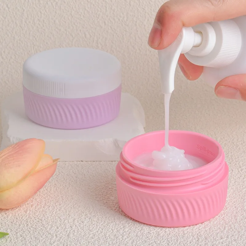 40 ml tragbare Silikon-Reisegläser mit Deckel, Toilettenartikel, Reisebehälter, nachfüllbarer Make-up-Behälter, Gesichtscreme, Creme, Puderetui