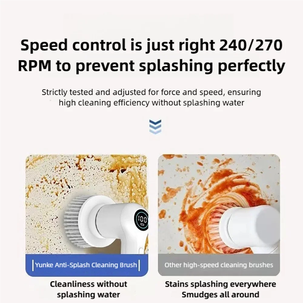 TINSOL فرشاة تنظيف كهربائية جديدة متعددة الوظائف 5 رؤوس فرشاة فرشاة تنظيف محمولة فرشاة تنظيف أحذية المطبخ والحمام