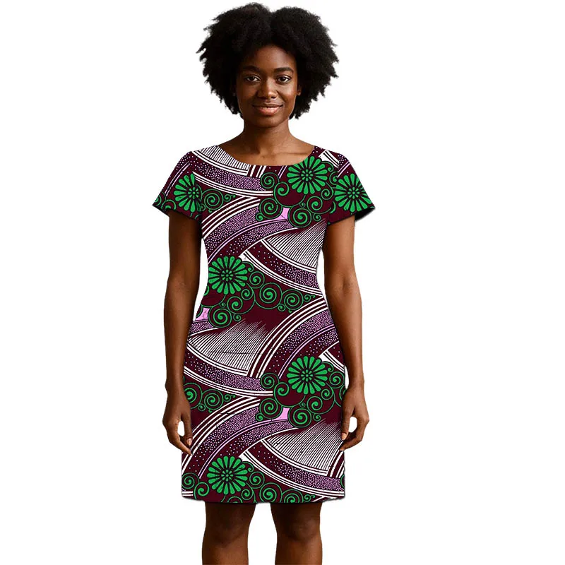 Abito da donna a maniche corte dal design originale African Couture Abito stampato Abiti da festa tradizionali su misura