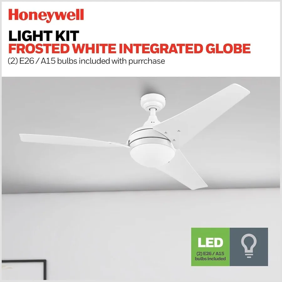 52 Inch Contemporary Indoor LED Ceiling Fan with Light and Remote Control for Modern Living Rooms and Bedrooms High Performance
