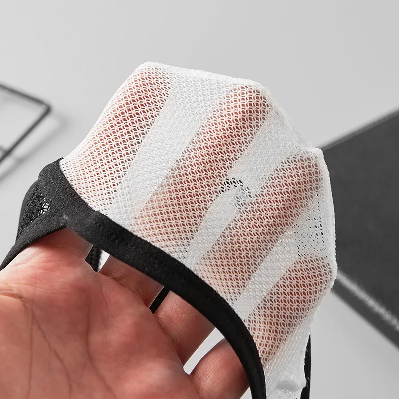 Men's Sexy Brief Underwear Gay Erotic Low-rise U Convex Pouch Panties Mesh Breathable Quick Dry Contrast Color Transparent Tanga