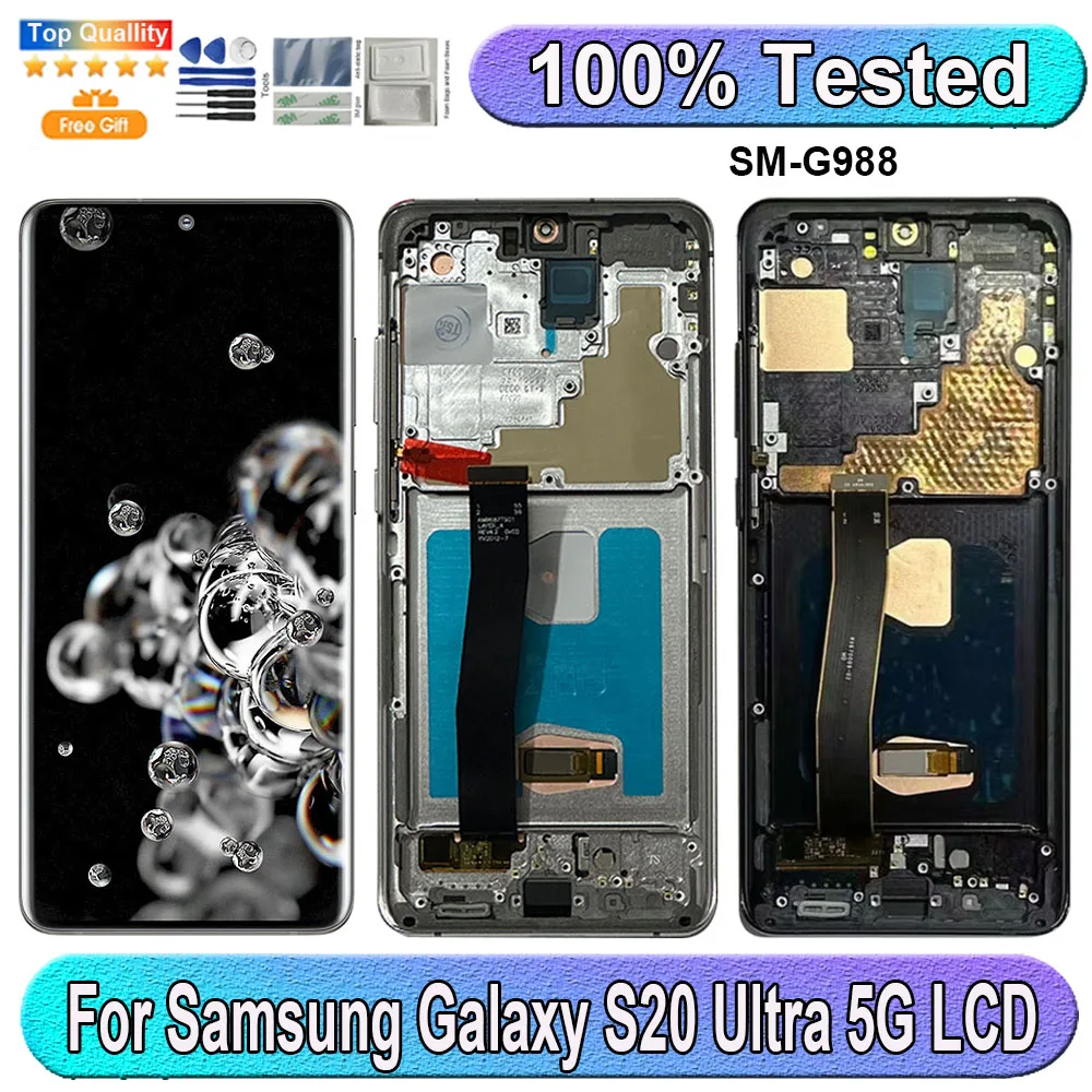 

6,7 "OLED для Samsung Galaxy S20 Ultra 5G ЖК-дисплей с сенсорным экраном и рамкой с поддержкой отпечатков пальцев S20 Ultra 5G экран SM-G988