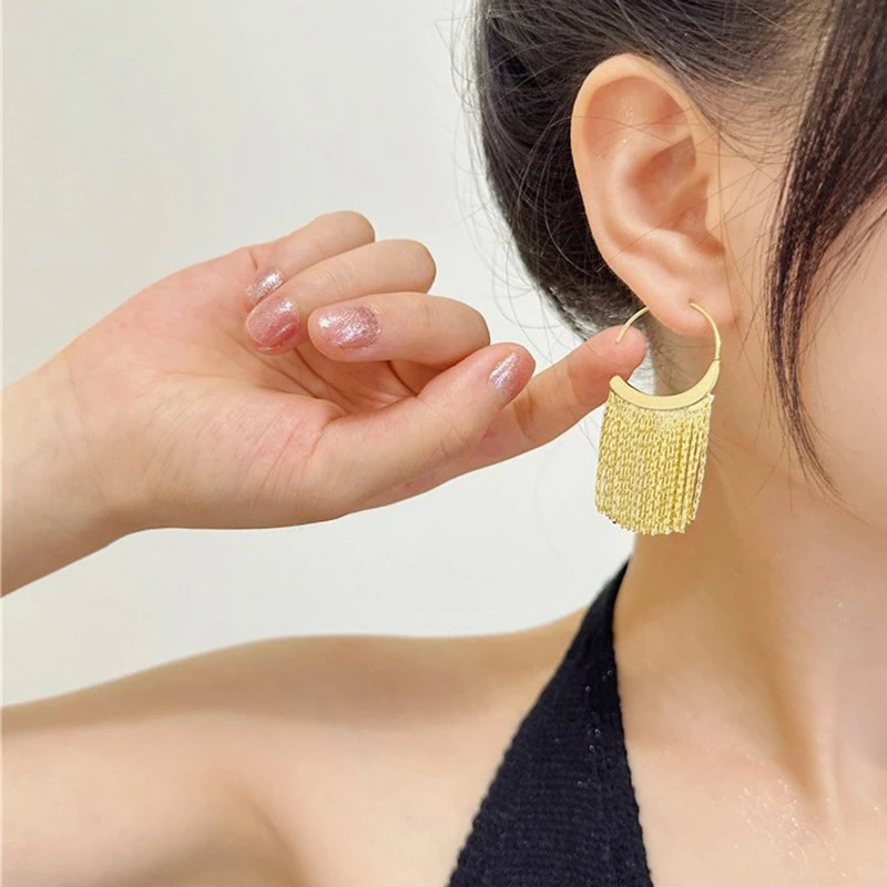 

New Version 925 Sterling Silver Tassel Earrings For Women Simple Jewelry Beautiful Gift For Party Dating Wedding