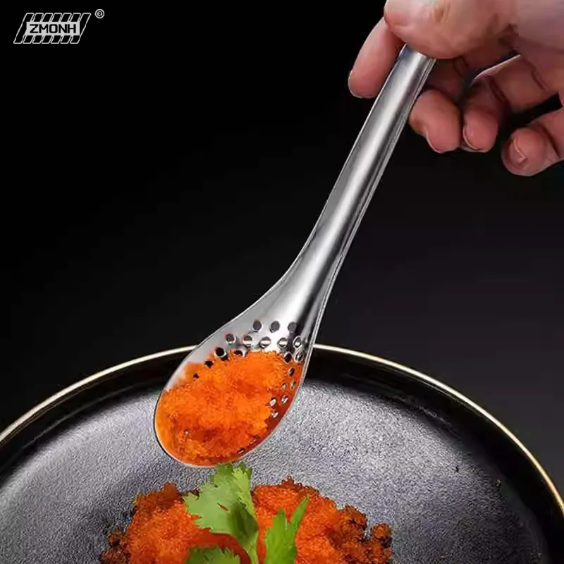 Cuchara de cocina de acero inoxidable con orificios, cuchara coladora de caviar y salsa de huevas, utensilio de cocina duradero