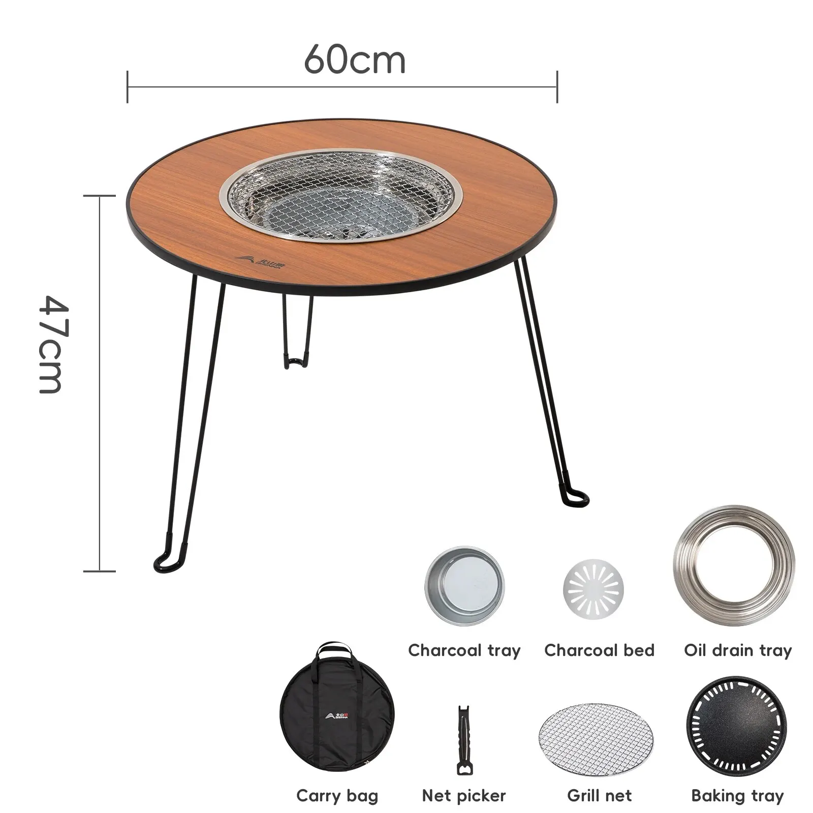Bisinna Opvouwbare Barbecue Ronde Tafelkachel Draagbare Camping Bbq Houtskoolgrill Met Opbergtas Patio Thee Koken