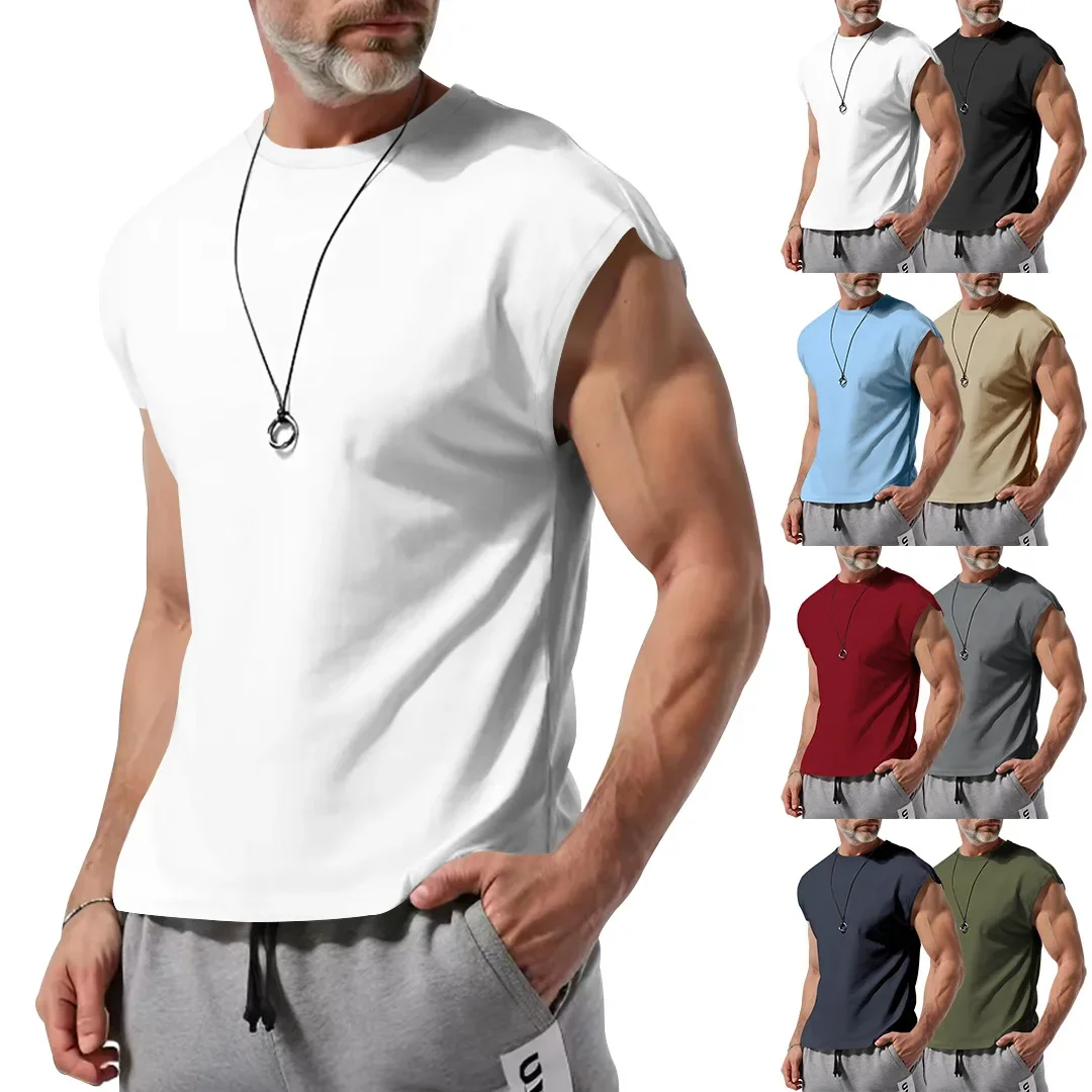 Amazon cross-border men\'s clothing summer new sleeveless t-shirt youth casual loose thin vest men