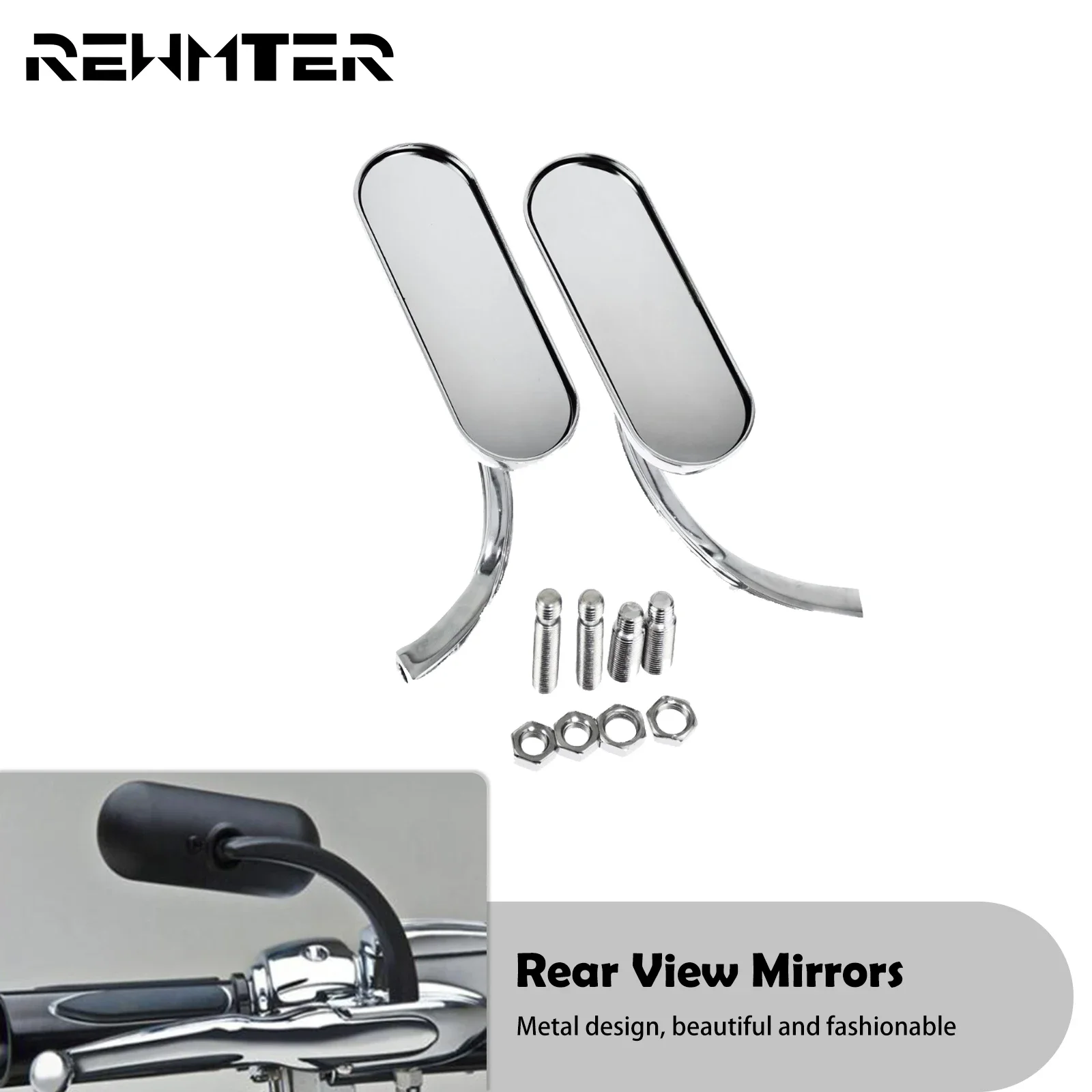 

Motorcycle Chrome Rear View Mirrors Metal For Harley Touring Road King Street Glide XL 883 72 Sportster Cafe Racer Dyna Softail