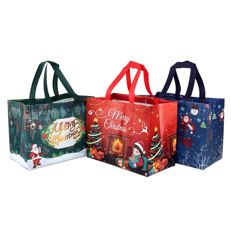 Weihnachts-Einkaufstasche mit Griffen, Weihnachtsmann, Schneemann, Süßigkeiten, Geschenkverpackung, Tasche, Frohe Weihnachten, Neujahr, Party, Dekoration, Noel-Einkaufstasche – Detail 10