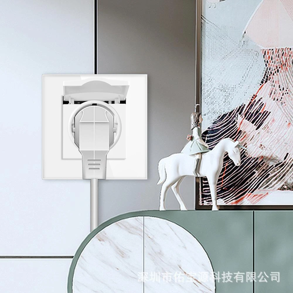 UBARO EU 82*82mm Waterproof IP55 Wall Socket Tempered Glass Panel Power Outlets Round Box Installation Built-in Socekts 250V 16A