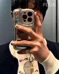 Fashion Plating Silver Phone Case for iPhone 15 14 13 12 Pro Max 11 Cute Silicone Shockproof Coque Cases Electroplate Back Cover