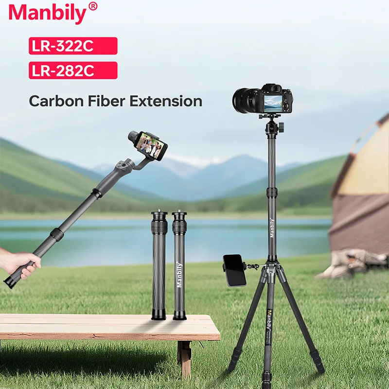 

Manbily LR-282C/322C удлинитель штатива из углеродного волокна, универсальный винтовой монопод 1/4 дюйма, телескопический столб для DSLR GoPro