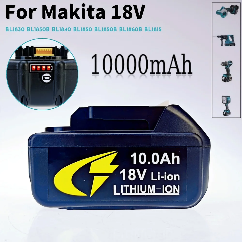 

For Makita 18V 10000mAh Battery BL1830 BL1830B BL1840 BL1850 BL1850B BL1860B BL1815 Replacement Lithium Battery+Charger