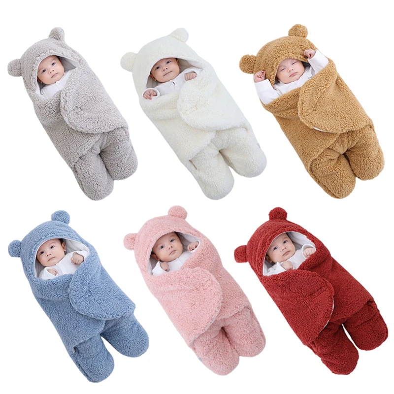 Baby Swaddle Blanket Boys Girls Cute Plush Blanket Soft Newborn Sleeping Wraps for Infant 0-6 Months Baby Shower Gift