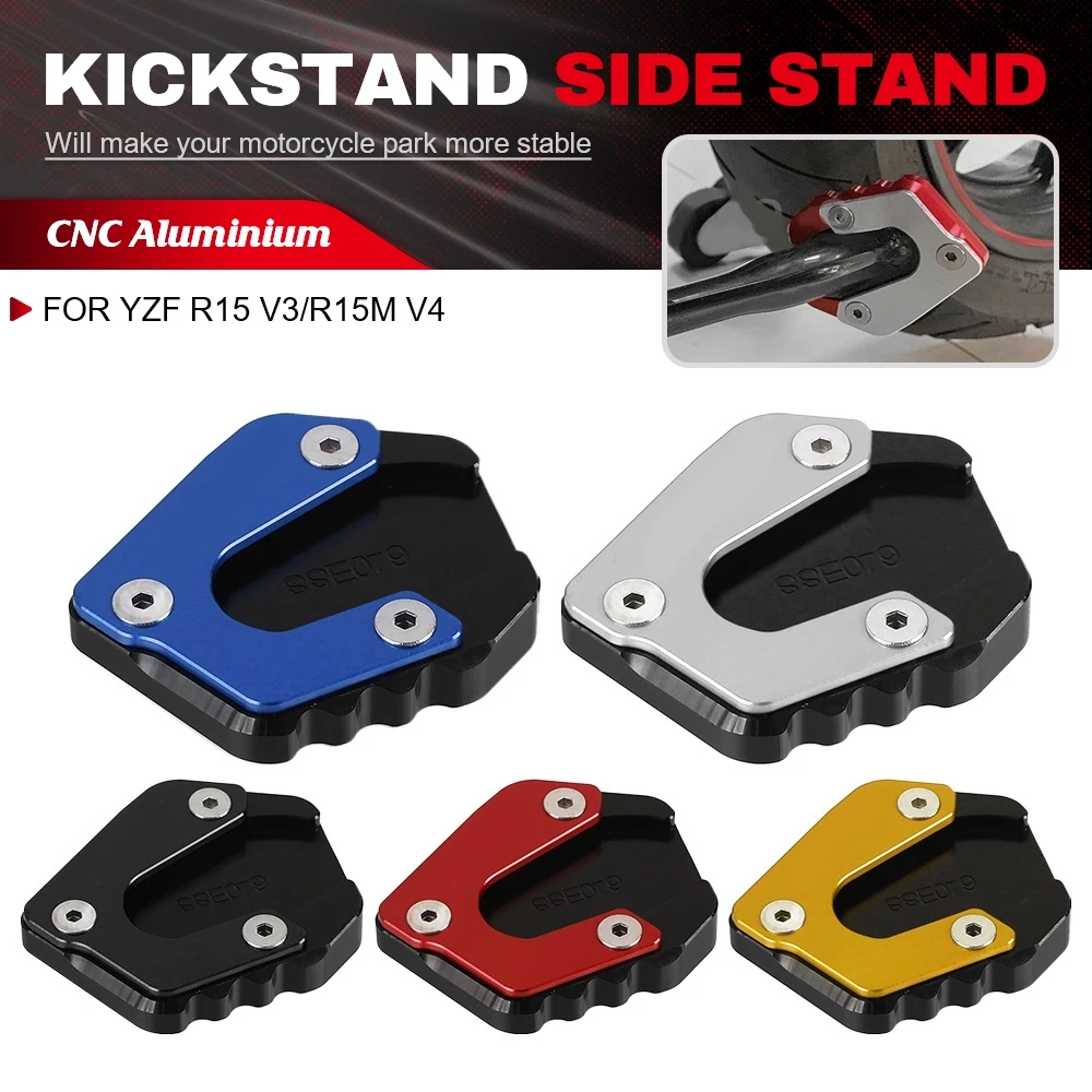 

Side Stand Motorcycle Accessories Foot Kickstand Extension Pad Support Plate Enlarge For YAMAHA YZF R15 R15 V3 R15M V4 2021-2024