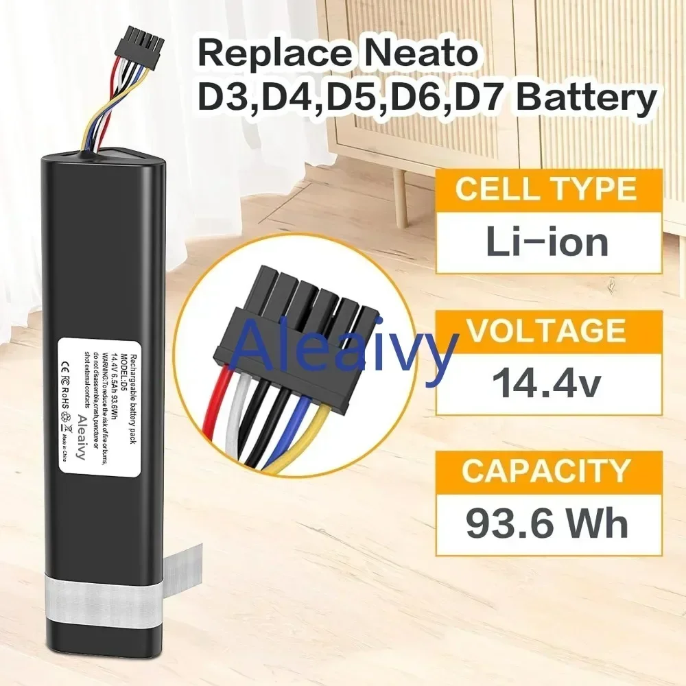 

14.4v 6500mAh Battery for Neato D8 D9 D10,945-0356,945-0373,905-0596 Vacuum Cleaners Neato D3 D4 D5 D6 D7 945-0225,205-0011