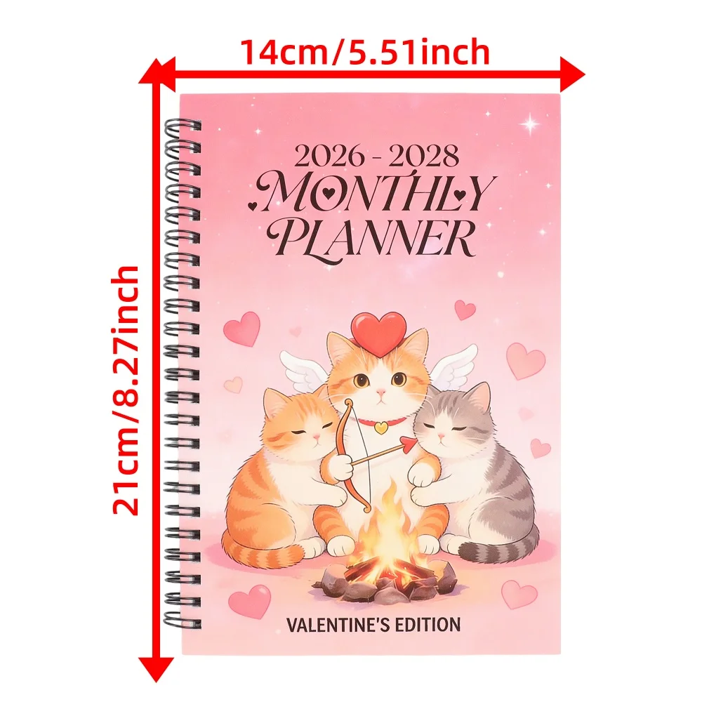 خطة شهر كيوبيد كات - جو محدود لعيد الحب 2026-2028 خطة ثلاث سنوات - احصل على كتاب تقويم عيد الحب