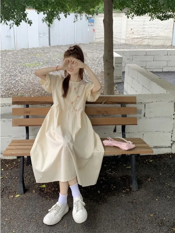 

plus Size Women's Sweet Bubble Sve Midi Dr Gentle Wind Large Code 300 Pou Spring Commute Sle Korean Version A-Line...