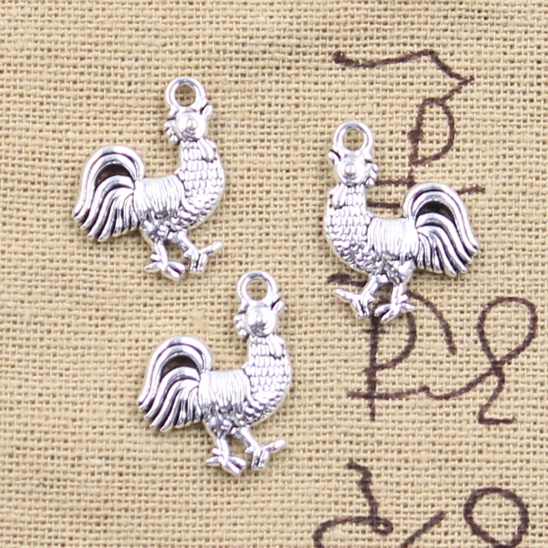 12pcs Charms Cock Rooster 20x14mm Antique Silver Color Pendants Making DIY Handmade Tibetan Finding Jewelry