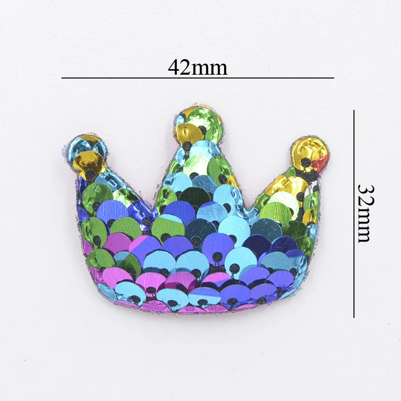 16Pcs Paillette Padded Patches Cartoon Crown Appliques for Cake Decorative Girls Happy Birthday Party Magical Dessert Decor