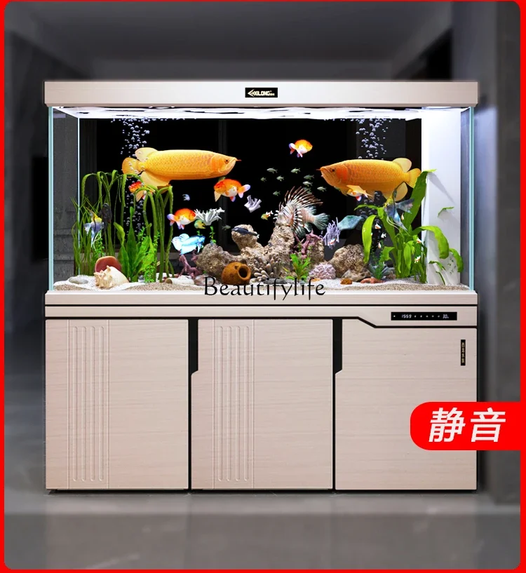 2024 new bottom filter fish tank ultra-white glass intelligent ecological living room medium and large fish tank