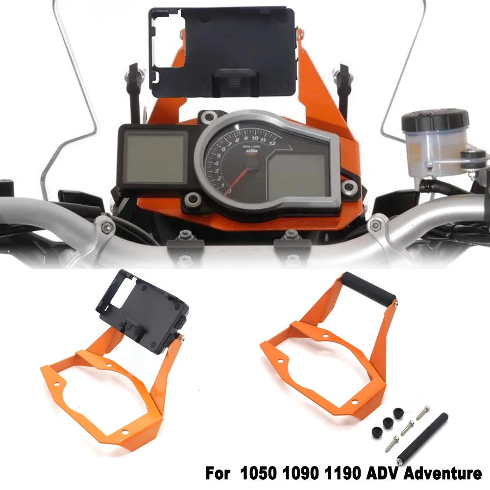 Motorcycle Bracket Mount Smartphone GPS Holder For 1050 1090 1190 Adventure ADV Phone Navigation Bracket Holder Orange Black