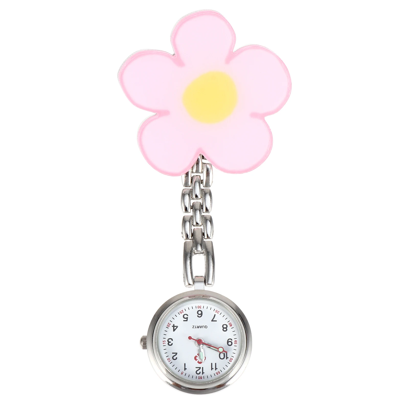 Nurses Cartoon Hanging Table Pocket Watch Cute Retractable Quartz Flower Clip Nursing