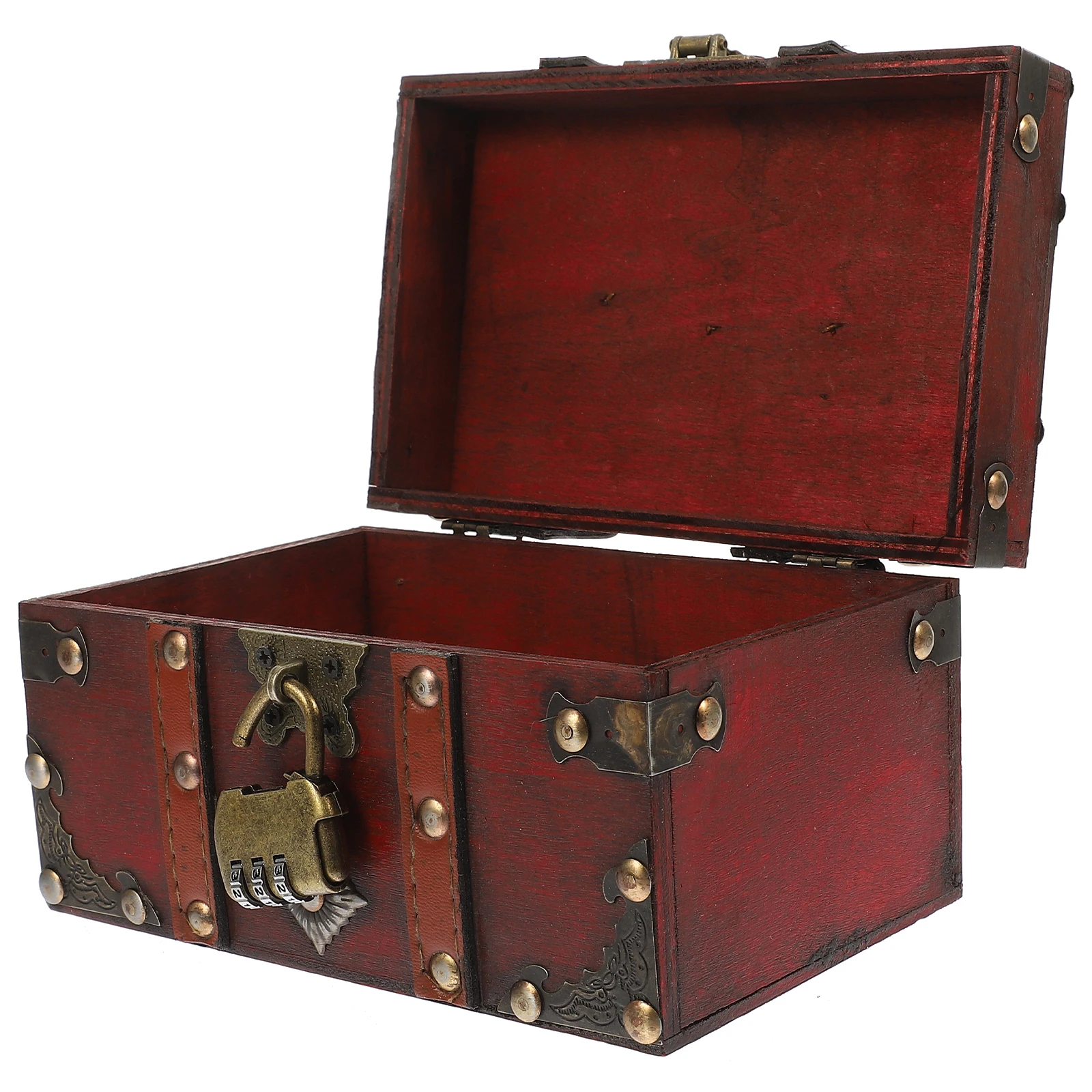 

Wooden Small Red Vintage Jewelry Box Dustproof Storage for Necklaces Earrings Bracelets Keepsake Boxes Gifts Wood Case