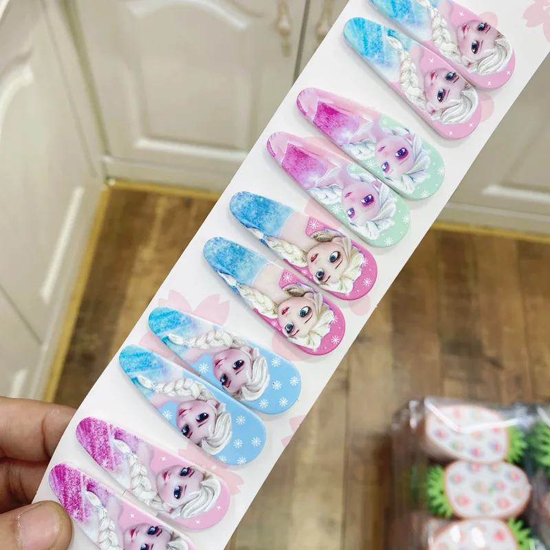 10 Uds. Horquilla de Disney Frozen Elsa princesa horquilla estampada para niños Mickey BB horquilla Kawaii accesorios para el cabello regalo de