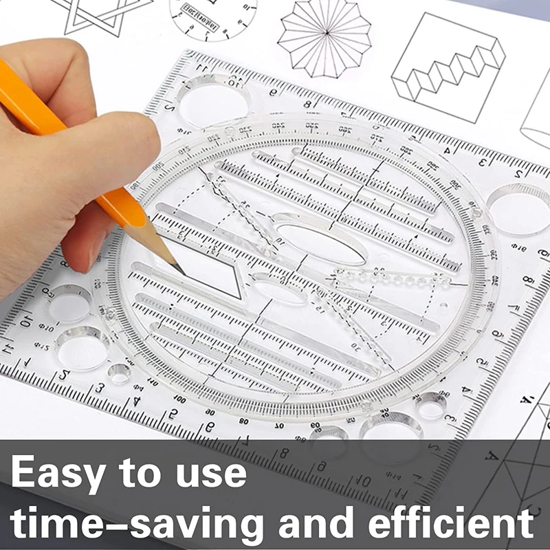 Многофункциональная геометрическая линейка, вращающаяся круглая сложная линейка, инструмент для быстрой измерения, шаблон для рисования, набор линеек