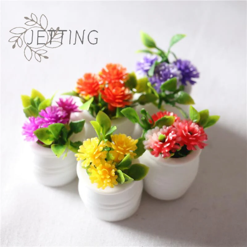 Hot 3pcs Random 1:12 Dollhouse Miniature Green Plant In Pot Simulation Potted plants