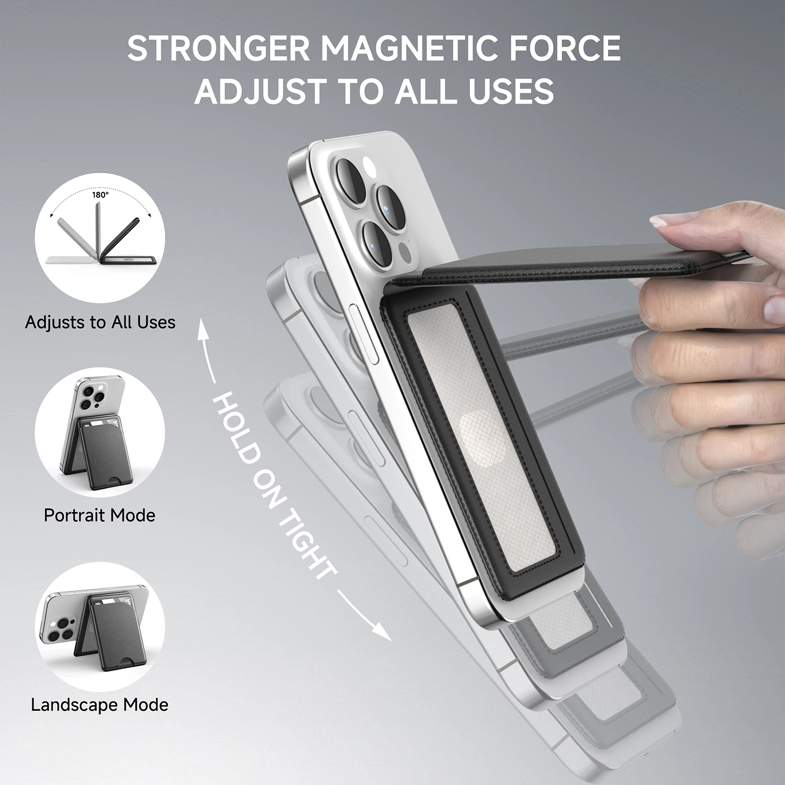 Support de téléphone magnétique GITFOS pour iPhone 17 16 15 14, support léger MagSafe pour cartes, porte-cartes magnétique en cuir