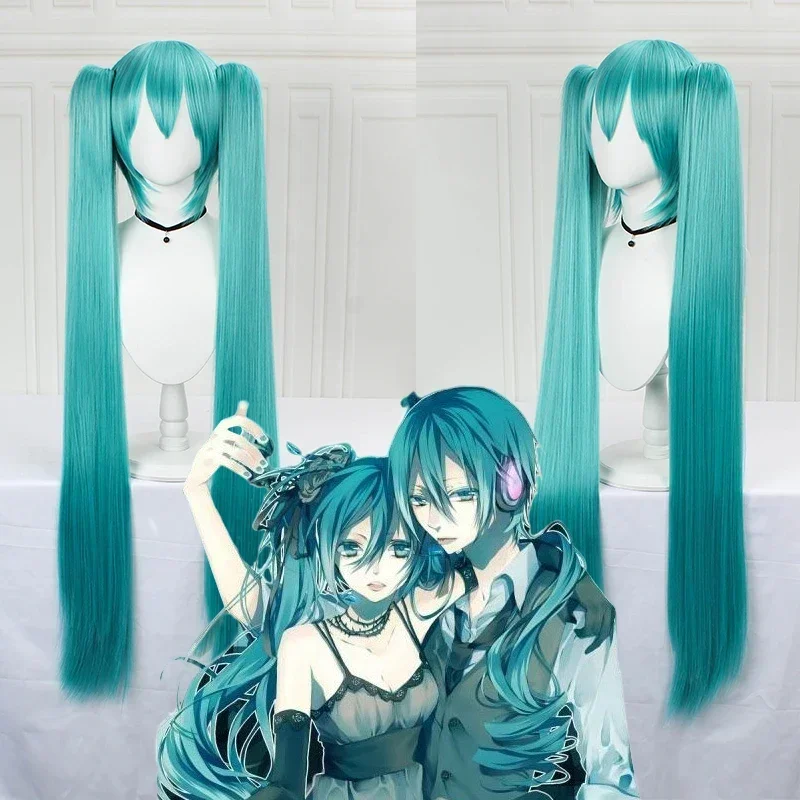 WHIMSICAL W włosy Miku peruka do cosplay długie żaroodporne syntetyczne klipsy do włosów kucyki peruki