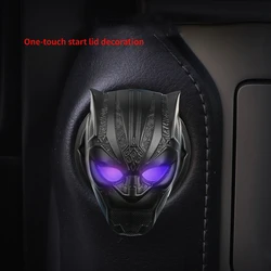 Black Panther-Juste de protection pour bouton de démarrage à une touche, autocollant décoratif en métal pour interrupteur d'allumage intérieur de voiture