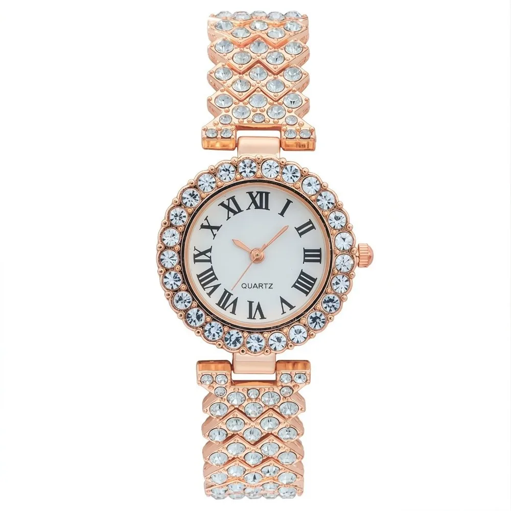 

Crystal-Encrusted Diamond Bracelet Watch Adjustable Elegant Watches for Women Precise Water Resistant Quartz Watch Birthday Gift
