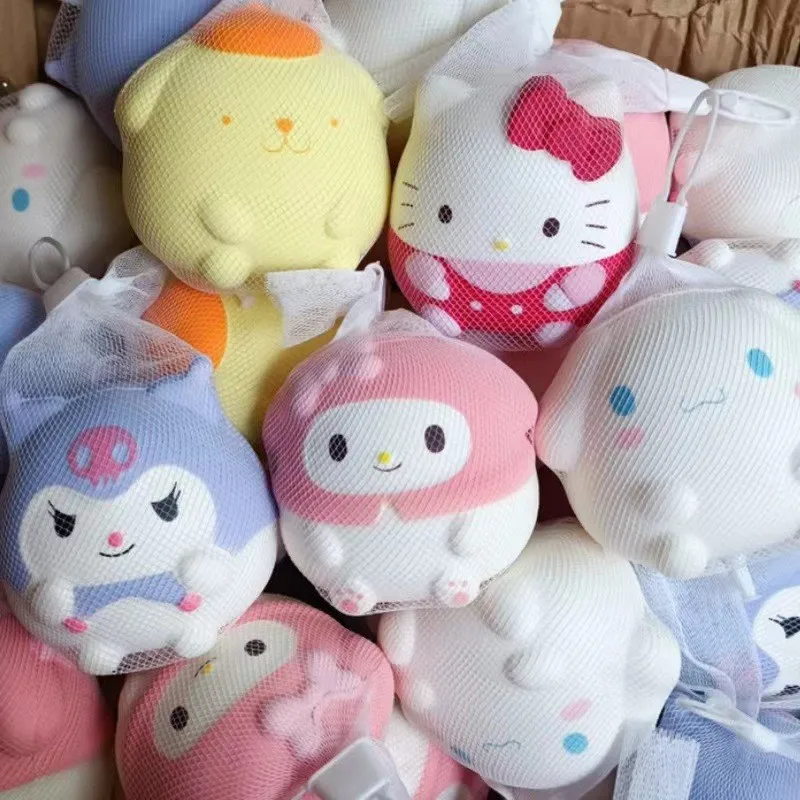 Sanrio-figuras de acción de Hellokitty, juguete de descompresión de música, Kuromi, Mymelody, Cinnamoroll, con ventilación de rebote lento, regalo