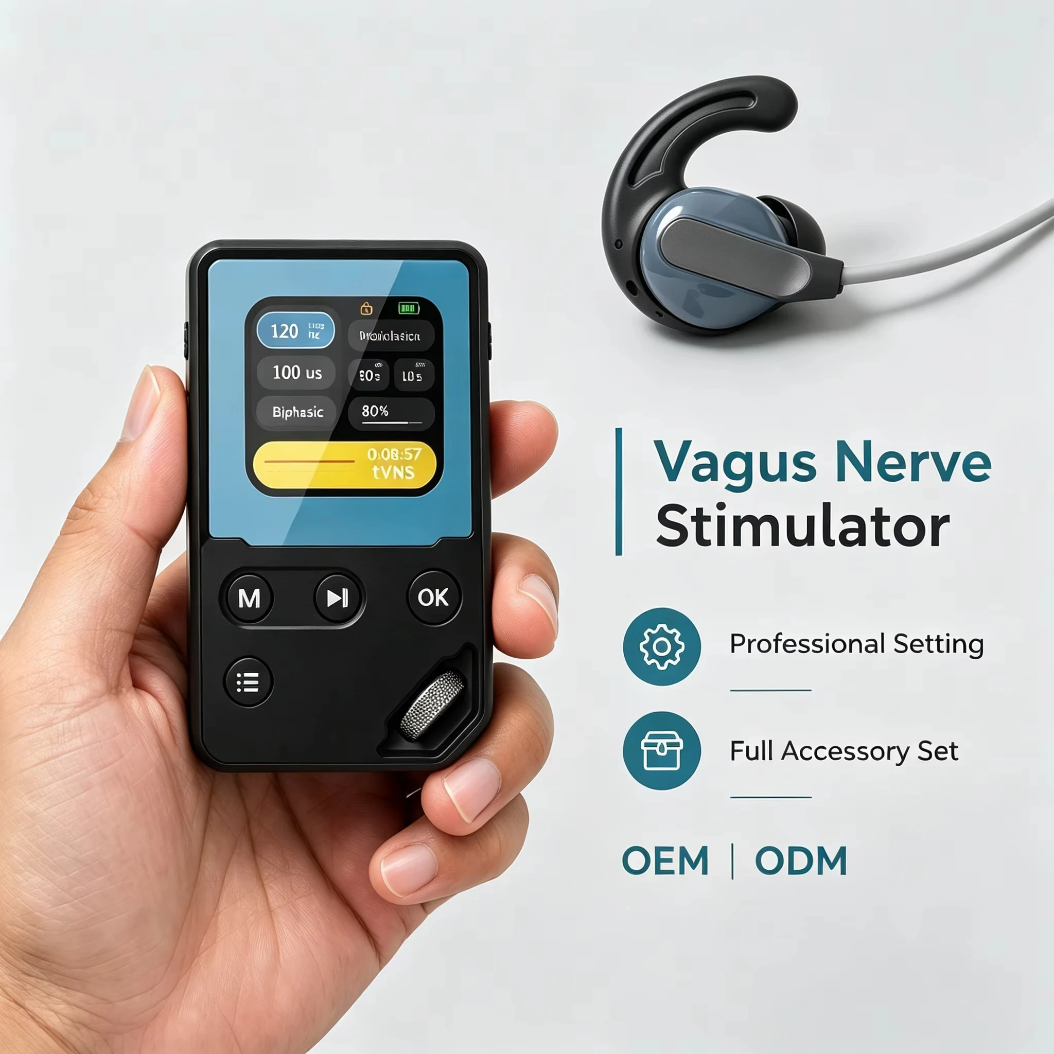 Vagus Nerve Stimulation  Biphasic Pulse Adjustable Multi-Mode Neuromodulation for Body Wellness