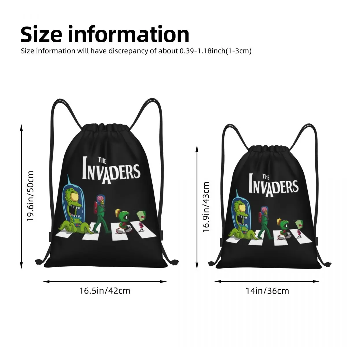 The Invaders Crosswalk Invader Zim Drawstring Backpack Gym Sports Sackpack String Bags for Exercise