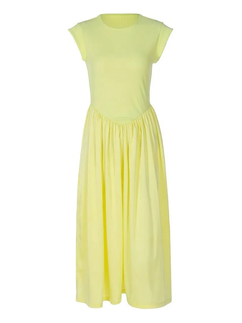 Ele taille haute ourlet ample Dr Svel décontracté grande jupe Dr pour les jeunes femmes Ci Walk basique Sle t-shirt fibre d'acétate