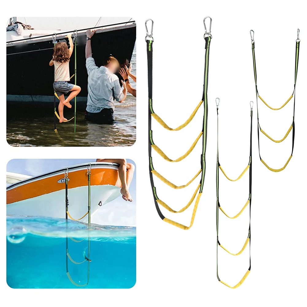 Portable Folding Boat Ladder with Stainless Steel Hardware for Easy Boarding of Inflatable Boats Kayaks Jet Skis and Canoes