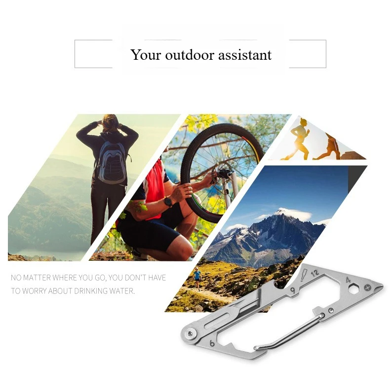 6-in-1 Multifunctional Carabiner Clip with Foldable Knife - EDC Outdoor Keychain Accessories, Stainless Steel Survival Gear - Image 6